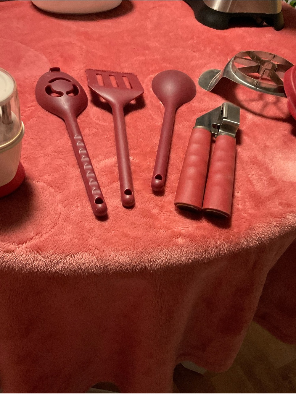 Red Silicone Kitchen Tool Set with Can Opener